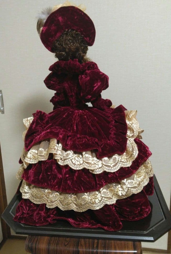 フランス人形　アンティーク　リボンスキヨドール　専用クリアケース付き