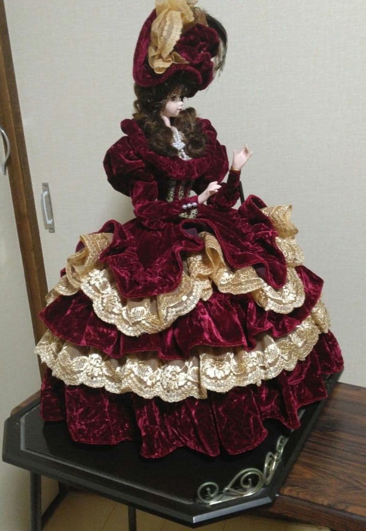 フランス人形　アンティーク　リボンスキヨドール　専用クリアケース付き