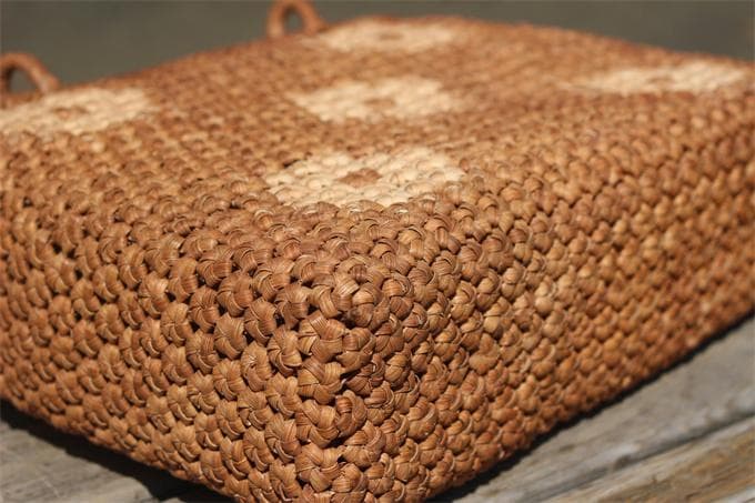 六角花結び編み 山葡萄 かごバッグ カゴ バッグ 小粒花編み