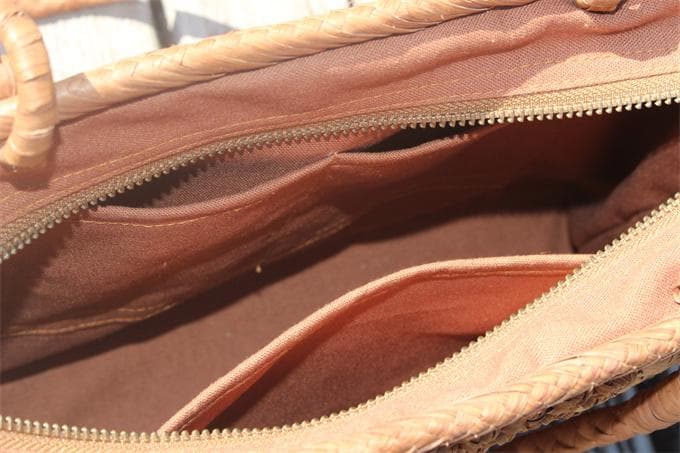 六角花結び編み 山葡萄 かごバッグ カゴ バッグ 小粒花編み