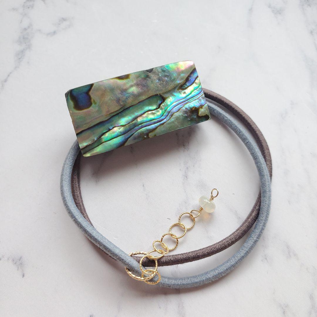 【セルフでゴム交換可能】大きめアバロンシェル(あこや)のヘアゴム✩.*˚天然石