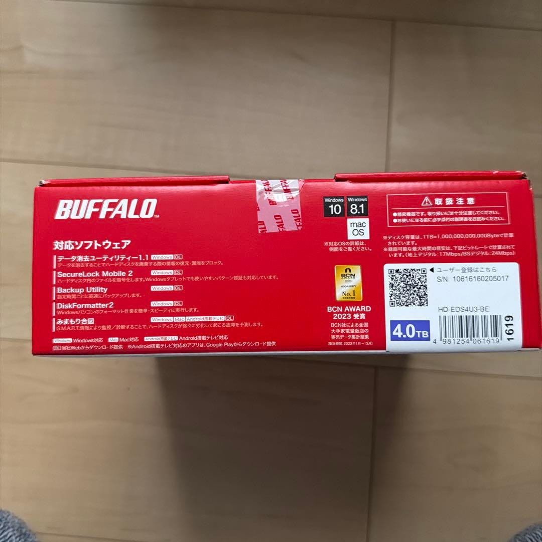 BUFFALO HD-EDS4U3-BE 4TB 外付けハードディスク