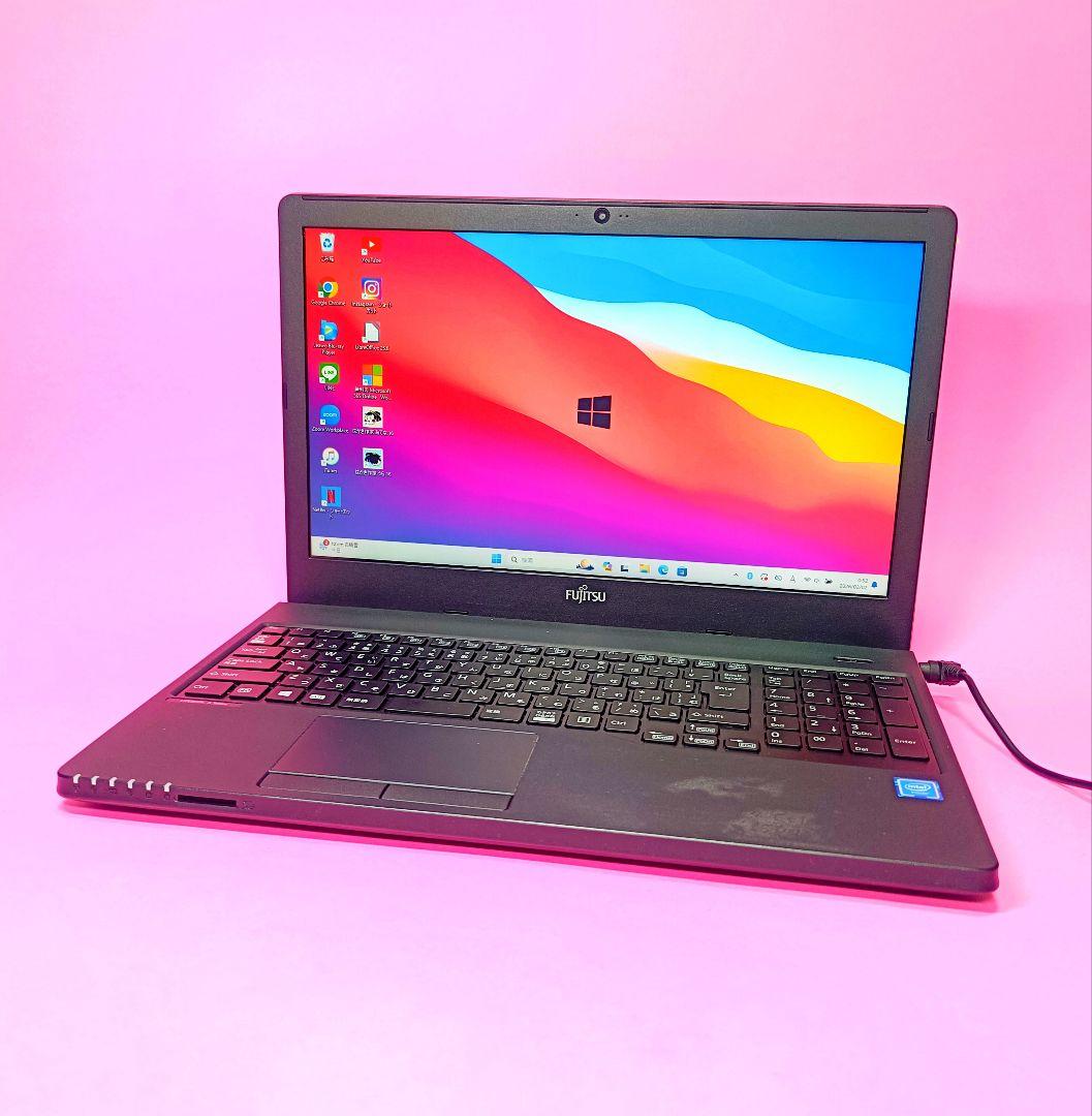 大容量500GB✨オフィス✨カメラ付き黒ノートパソコン✨設定済み✨初心者