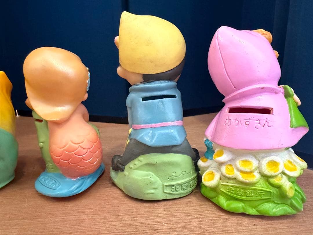 昭和レトロ 北陸銀行 ノベルティ 貯金箱 ソフビ人形 6体セット 当時物