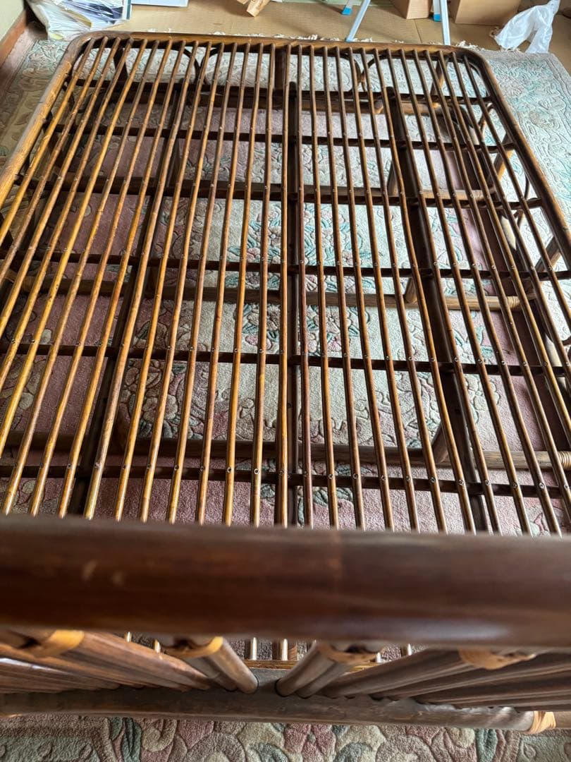 ☆希少☆ ラタン ダブルベッド　昭和レトロ　ヴィンテージ　アンティーク　籐