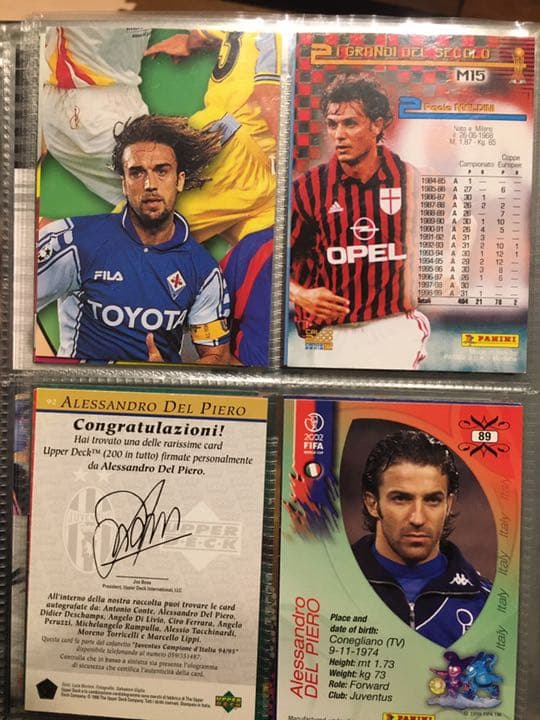 デルピエロ　マルディーニ　サッカー　カード