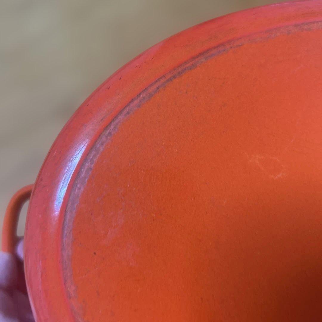 ル・クルーゼ　オーバル 25㎝ オレンジ　両手鍋