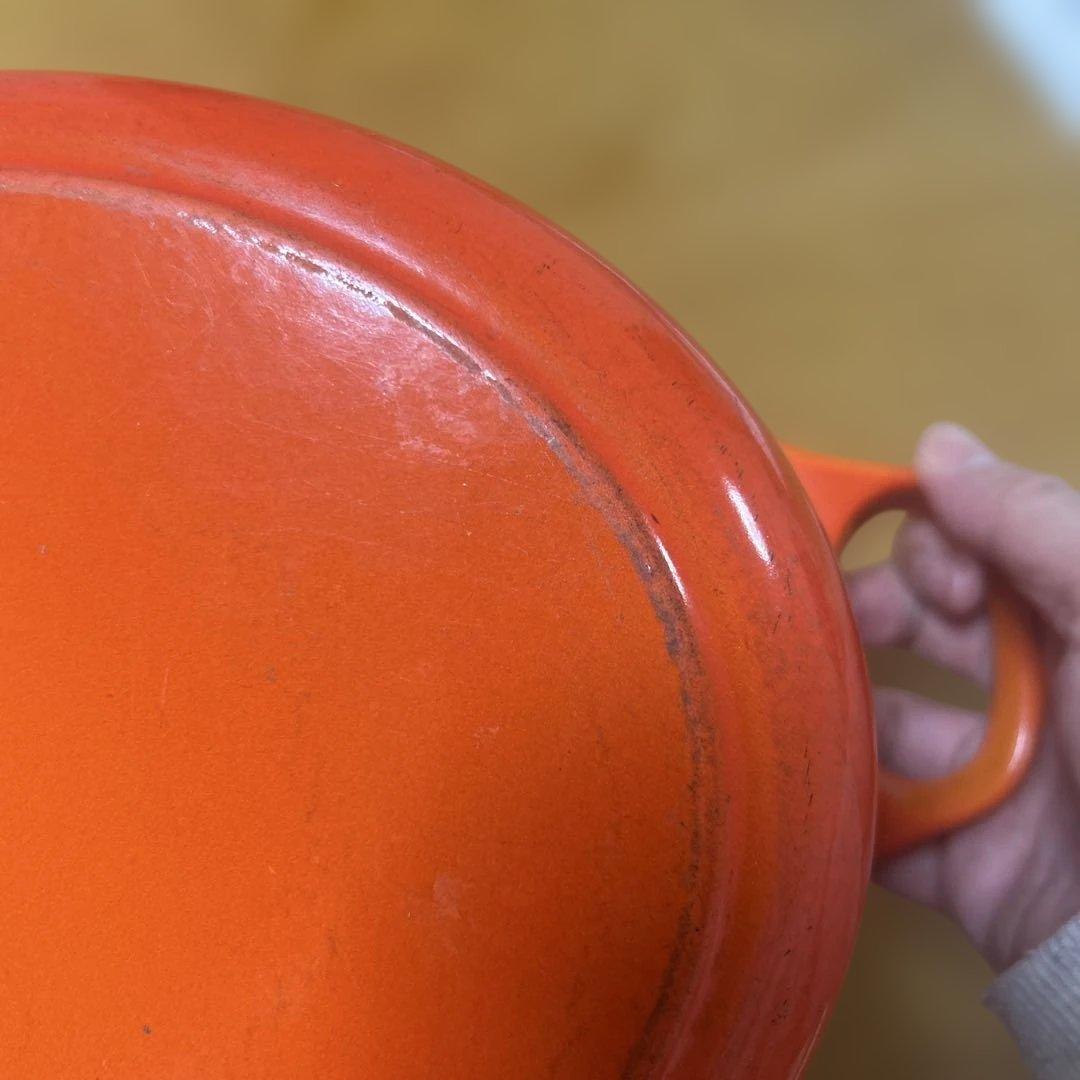 ル・クルーゼ　オーバル 25㎝ オレンジ　両手鍋