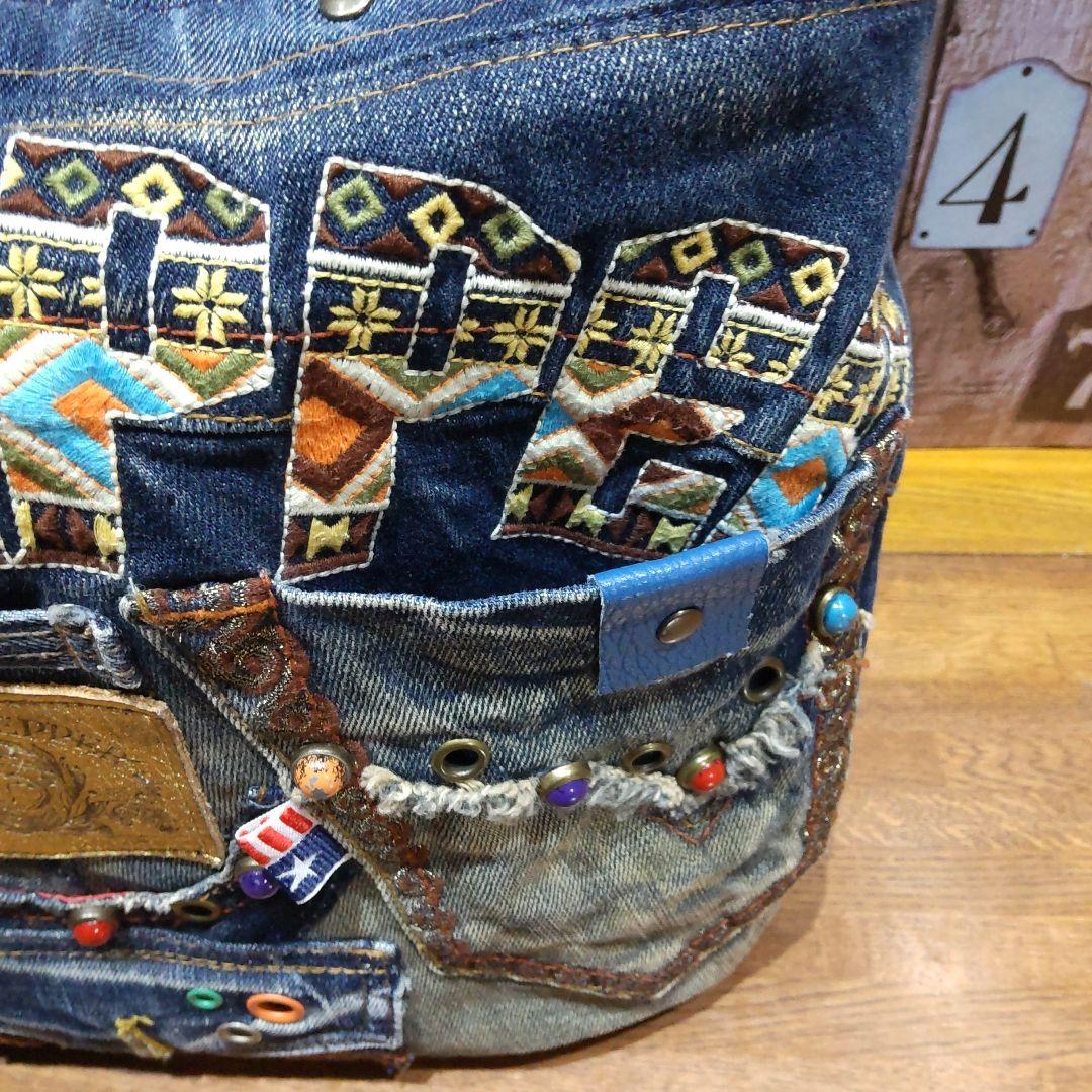 ハンドメイドデニムリメイクバッグ　トートバッグ　ハンドバッグ　ショルダーバッグ