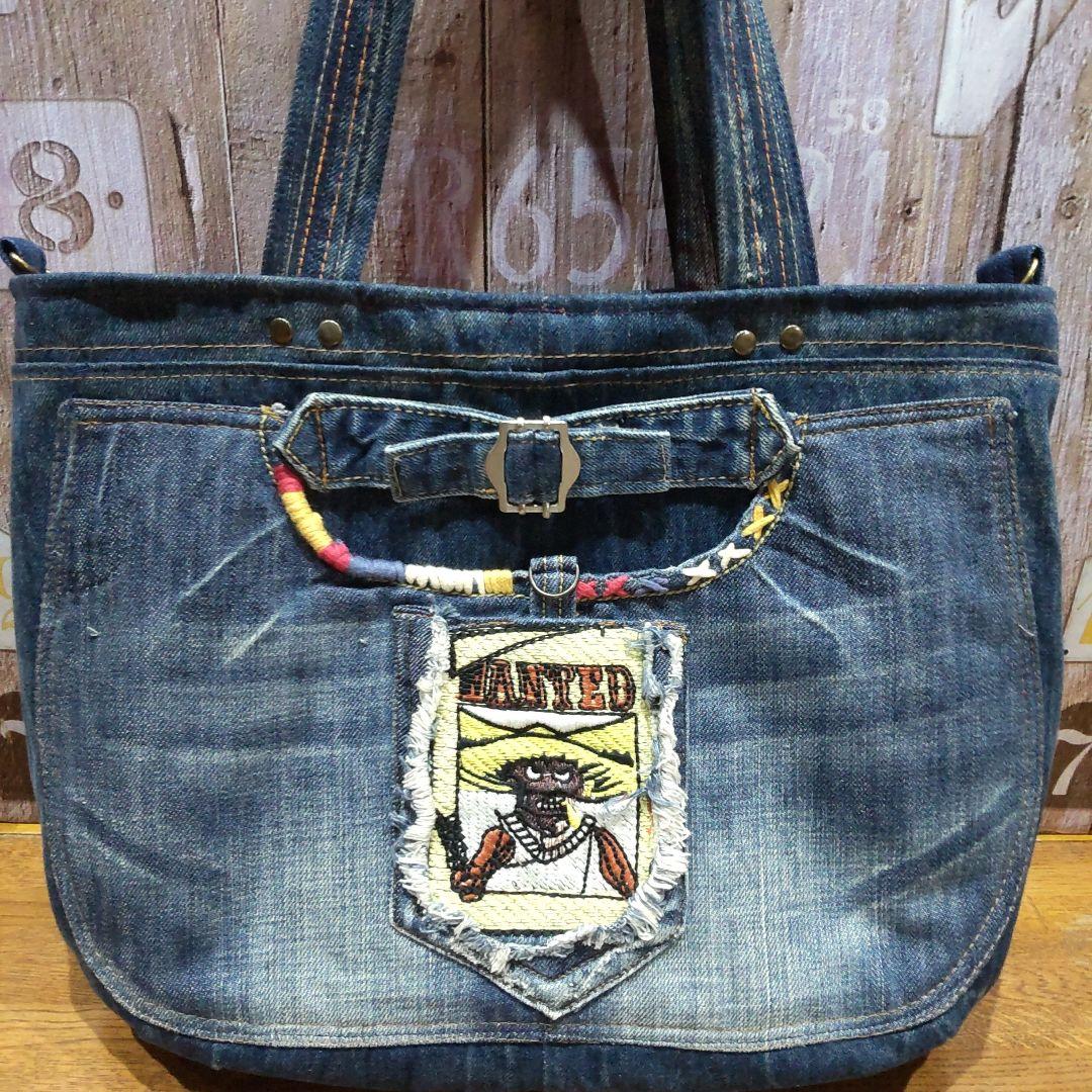 ハンドメイドデニムリメイクバッグ　トートバッグ　ハンドバッグ　ショルダーバッグ