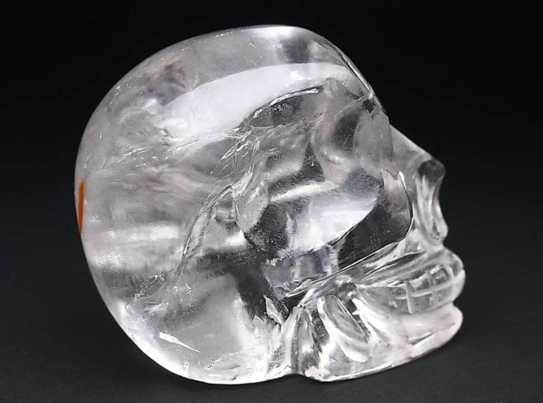 ネパール ヒマラヤ水晶製 虹入り どくろ スカルクォーツ 238g 箱付き