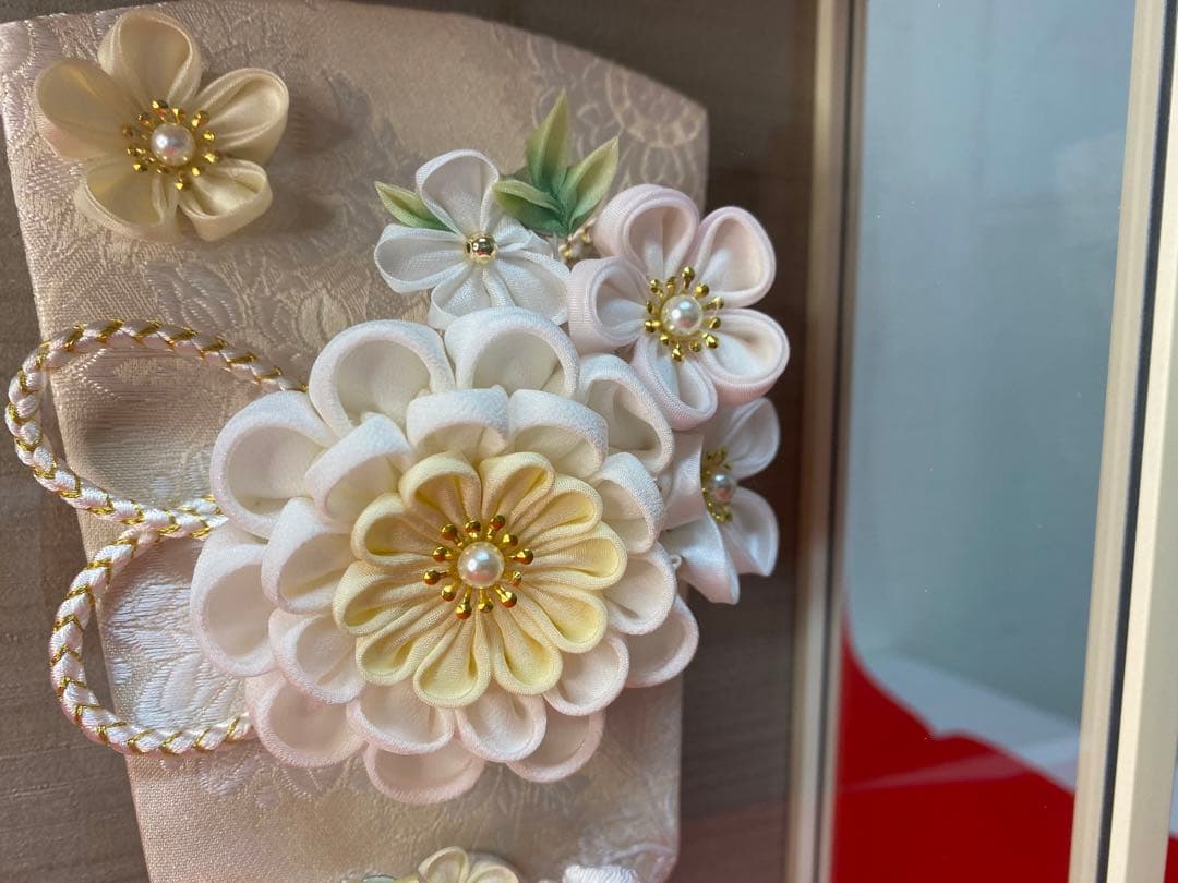 東京久月　つまみ細工額入　羽子板・壁掛け・間口約２４×奥行約１１×高さ約３３㎝