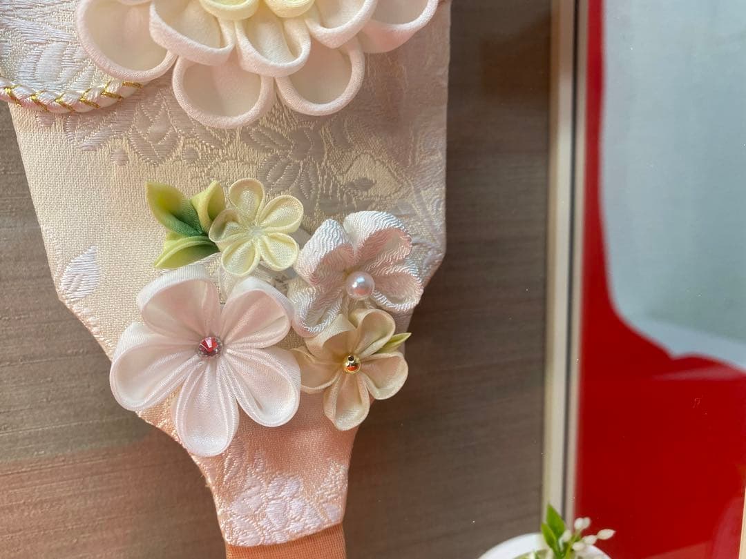 東京久月　つまみ細工額入　羽子板・壁掛け・間口約２４×奥行約１１×高さ約３３㎝