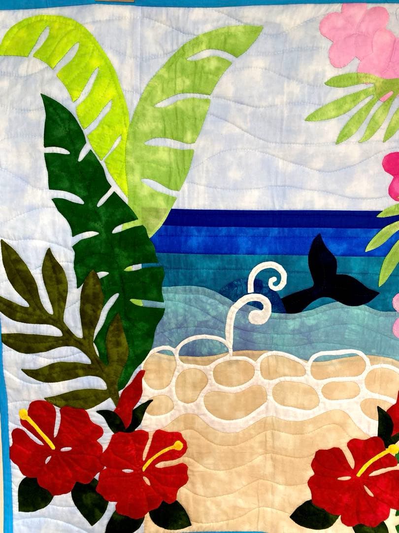 ハワイアンキルト タペストリー 空と海のあいだ