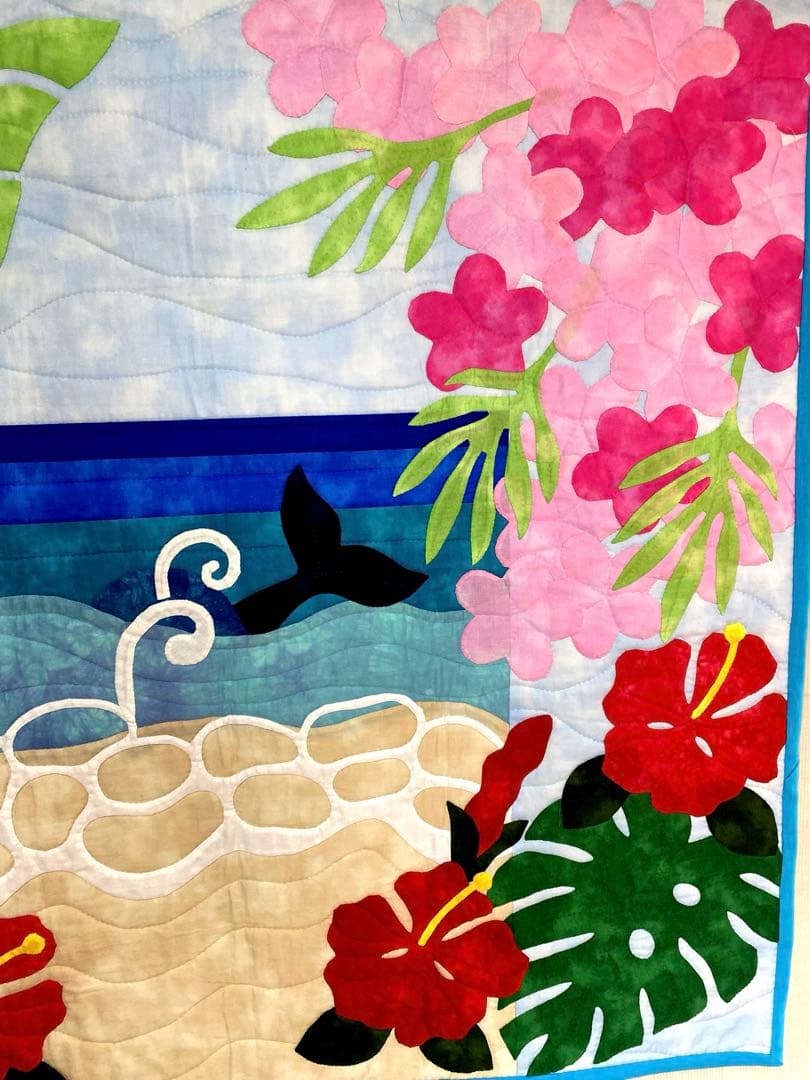ハワイアンキルト タペストリー 空と海のあいだ