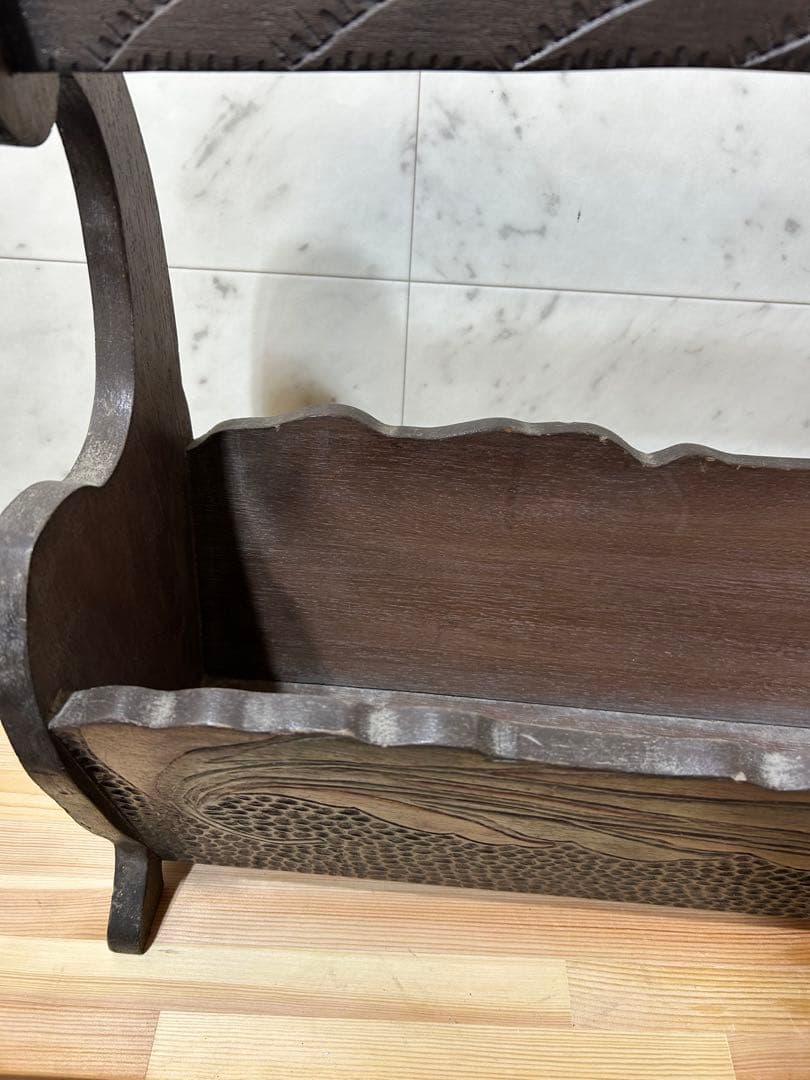 【希少 ヴィンテージ 木製マガジンラック／新聞ラック】　昭和レトロ