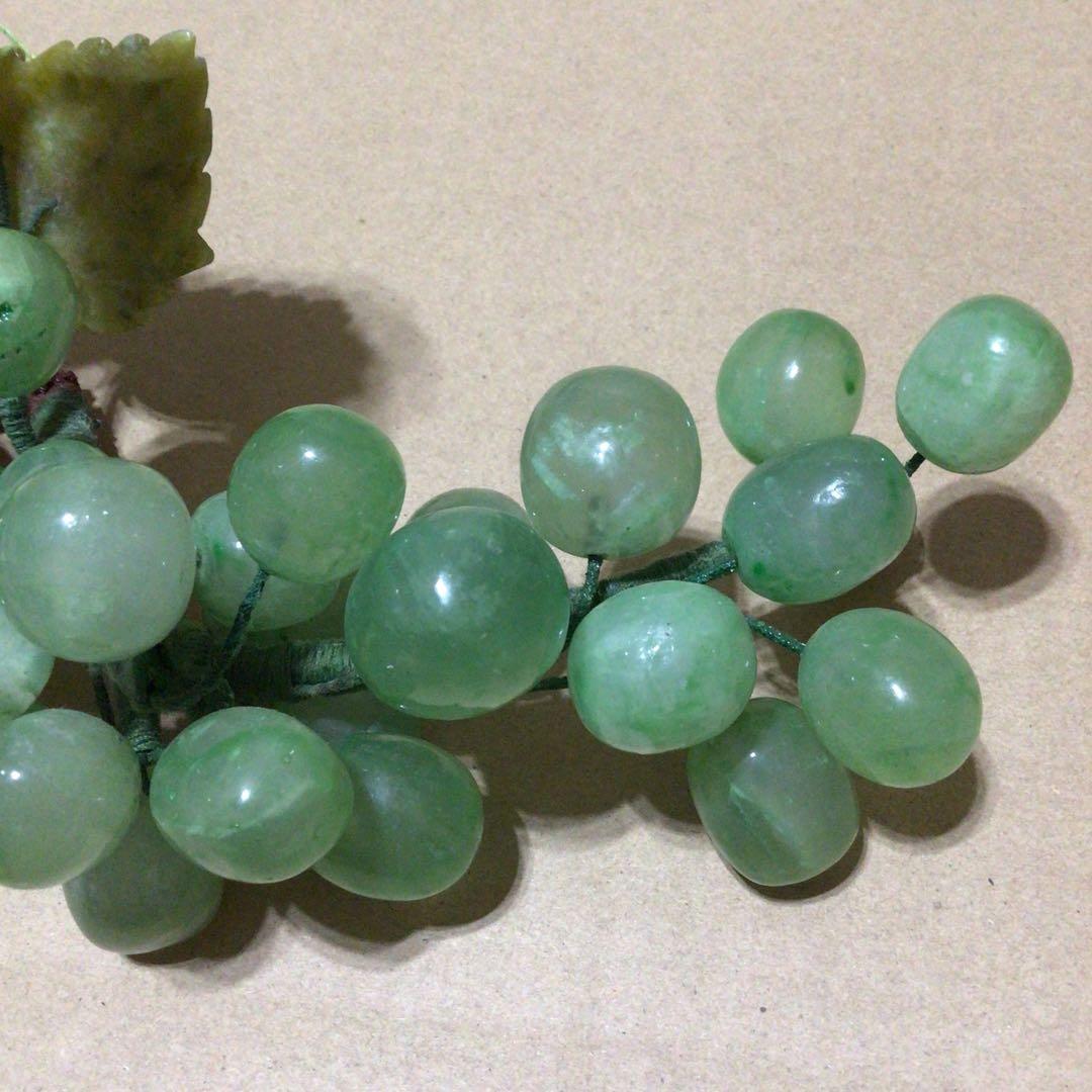 天然石(翡翠？) 葡萄 マスカット 置物　インテリア 縁起物 レトロ 当時物