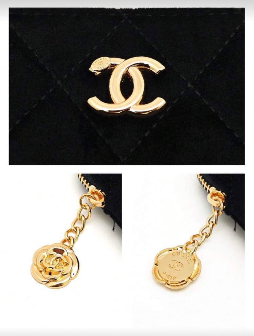 CHANEL ブラックキルティングポーチ