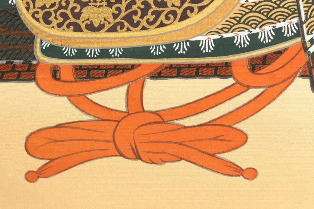 No5446掛軸　宮川雅秀　「兜」　絹本着色　共箱　端午の節句　縁起物　送料無料