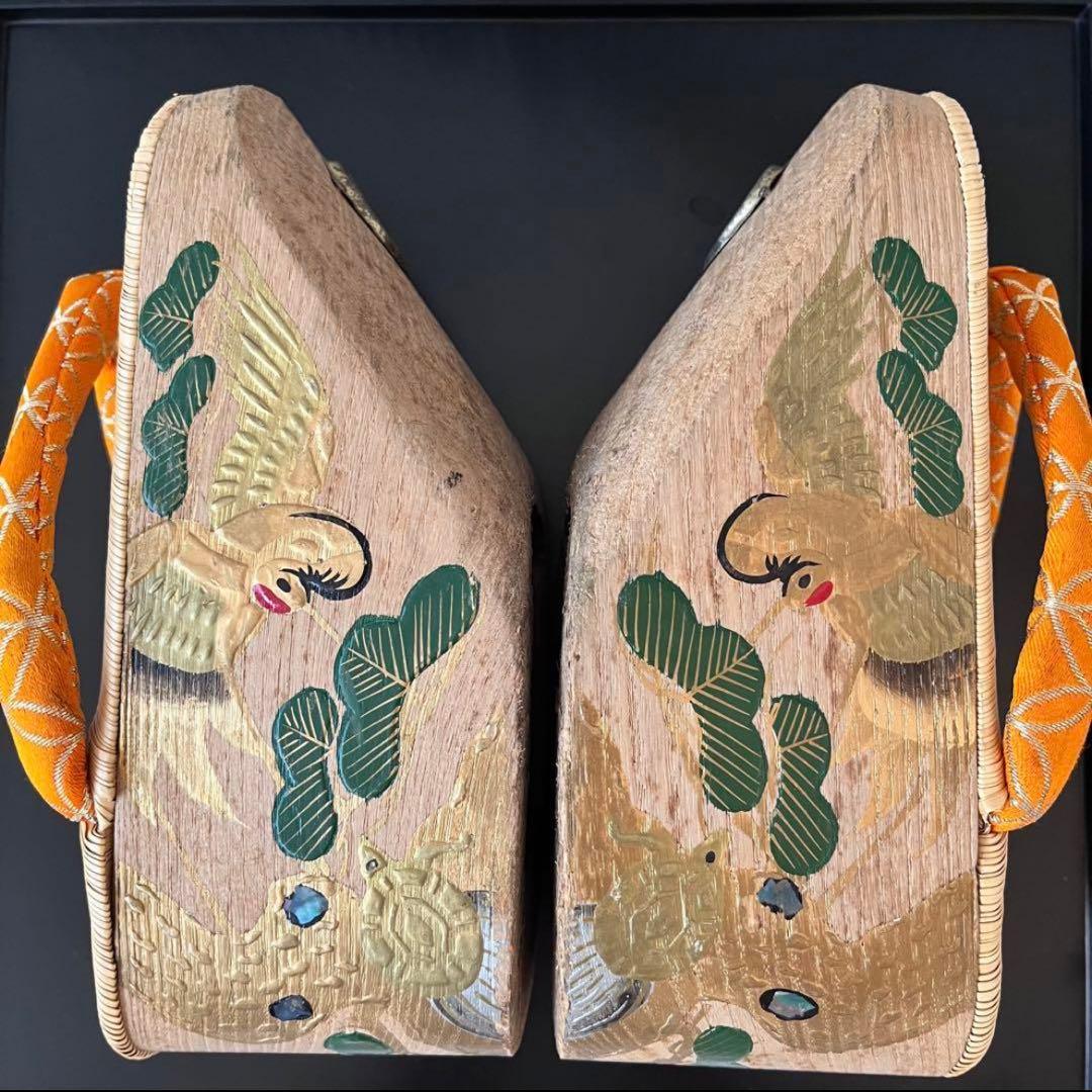 ぽっくり　七五三履き物　七歳　松に鶴亀　本畳表　こっぽり