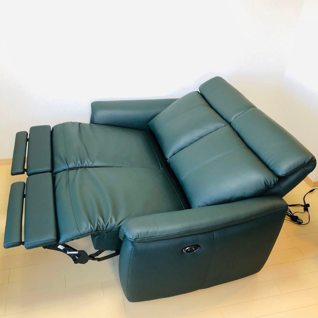 【新品同様品／送料込】本革 電動リクライニングソファ 2人掛け　東京インテリア