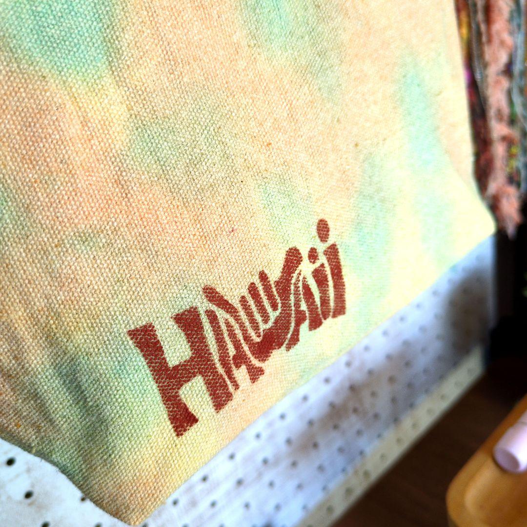 Hawaiian✨️ぷっくりハートバッグチャーム付手染めミニトートバッグ✨️