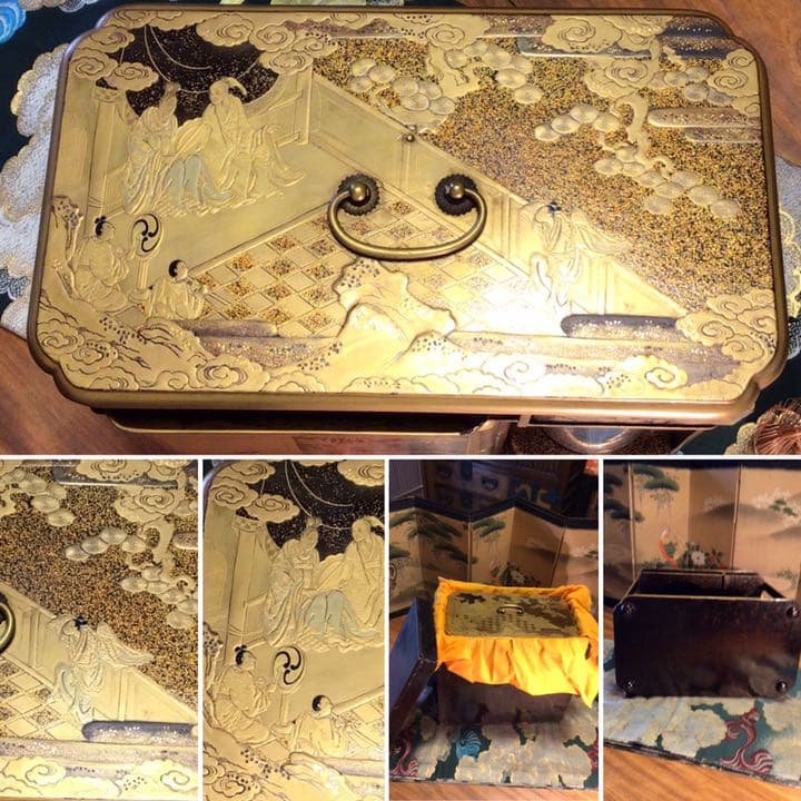 ❶【特別出品】大名道具　虎に像　筍掘り紋様　蒔絵　野弁当　提げ重　（箱付）