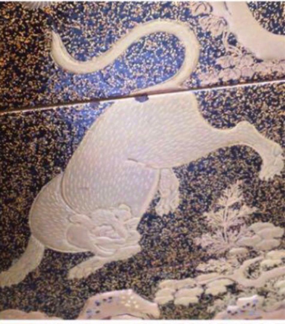 ❶【特別出品】大名道具　虎に像　筍掘り紋様　蒔絵　野弁当　提げ重　（箱付）