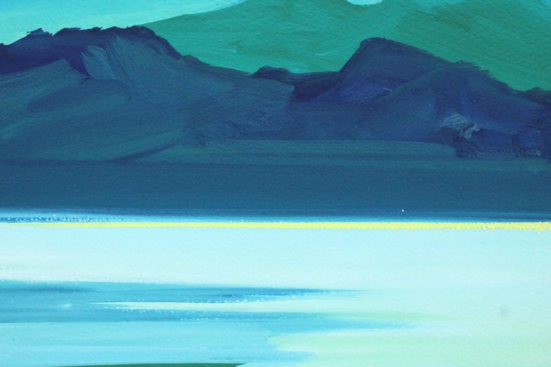 No5296 額装　甲斐典士　「桜島」1969年　直筆サイン　風景画　送料無料