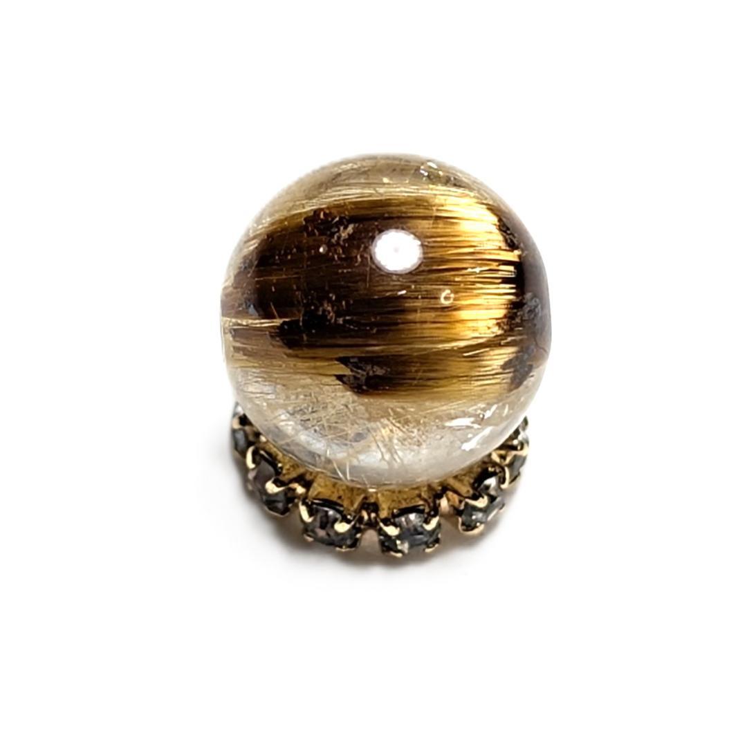 シャトヤンシー効果が出ている キャッツアイルチルクォーツ 8ミリ 粒売り 一点物