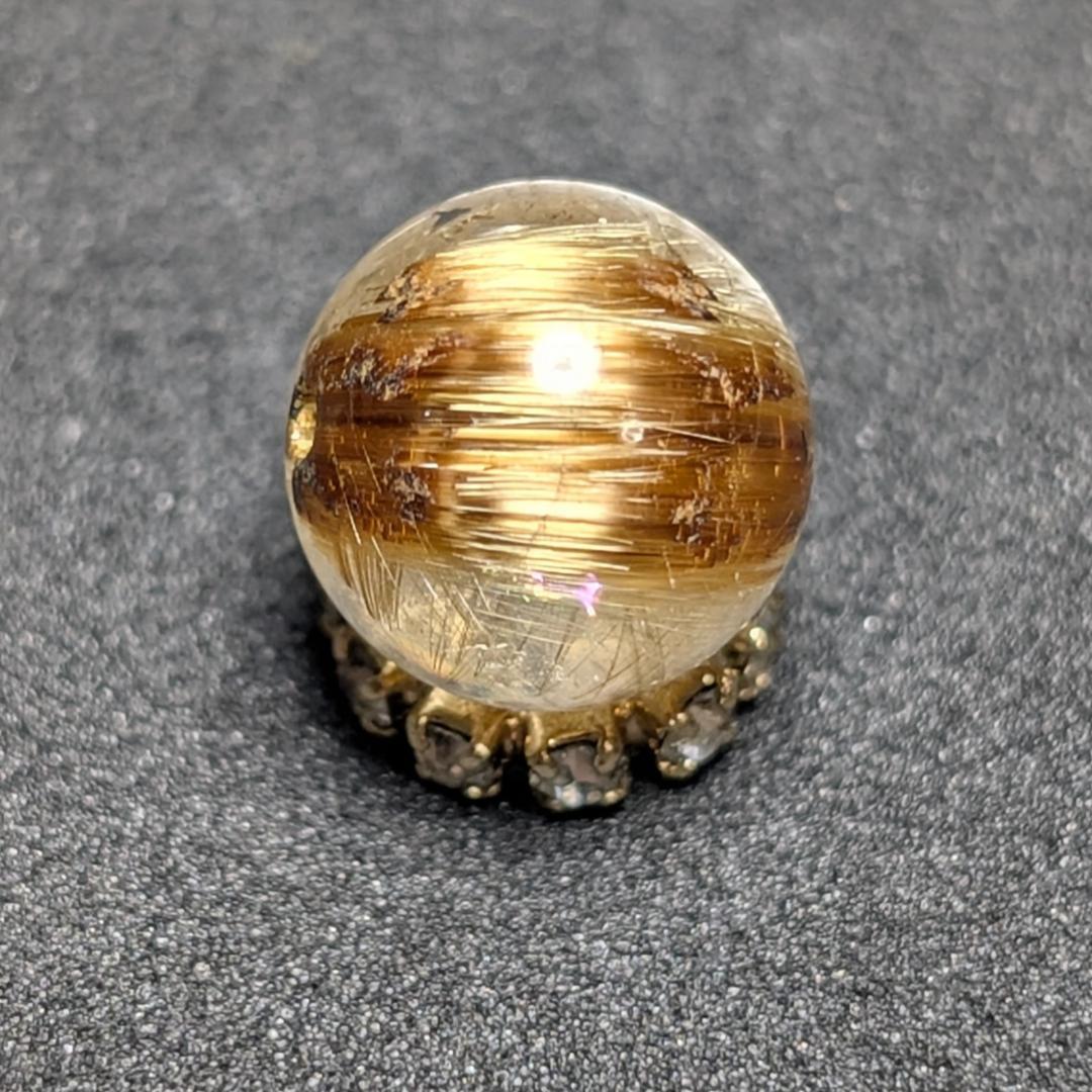 シャトヤンシー効果が出ている キャッツアイルチルクォーツ 8ミリ 粒売り 一点物