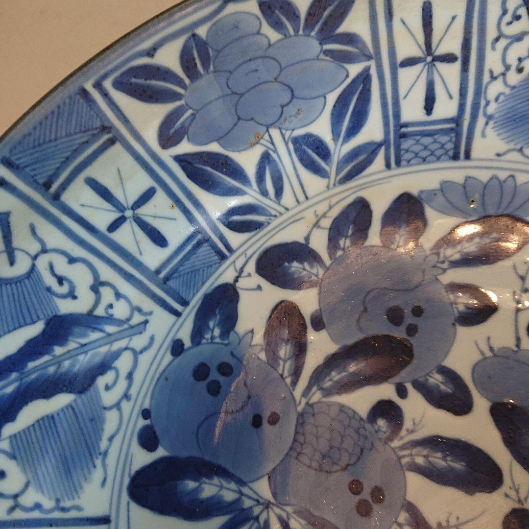 古伊万里染付芙蓉手柘榴尽くし文大皿 ヨーロッパ里帰り品 骨董 インテリア 飾り皿