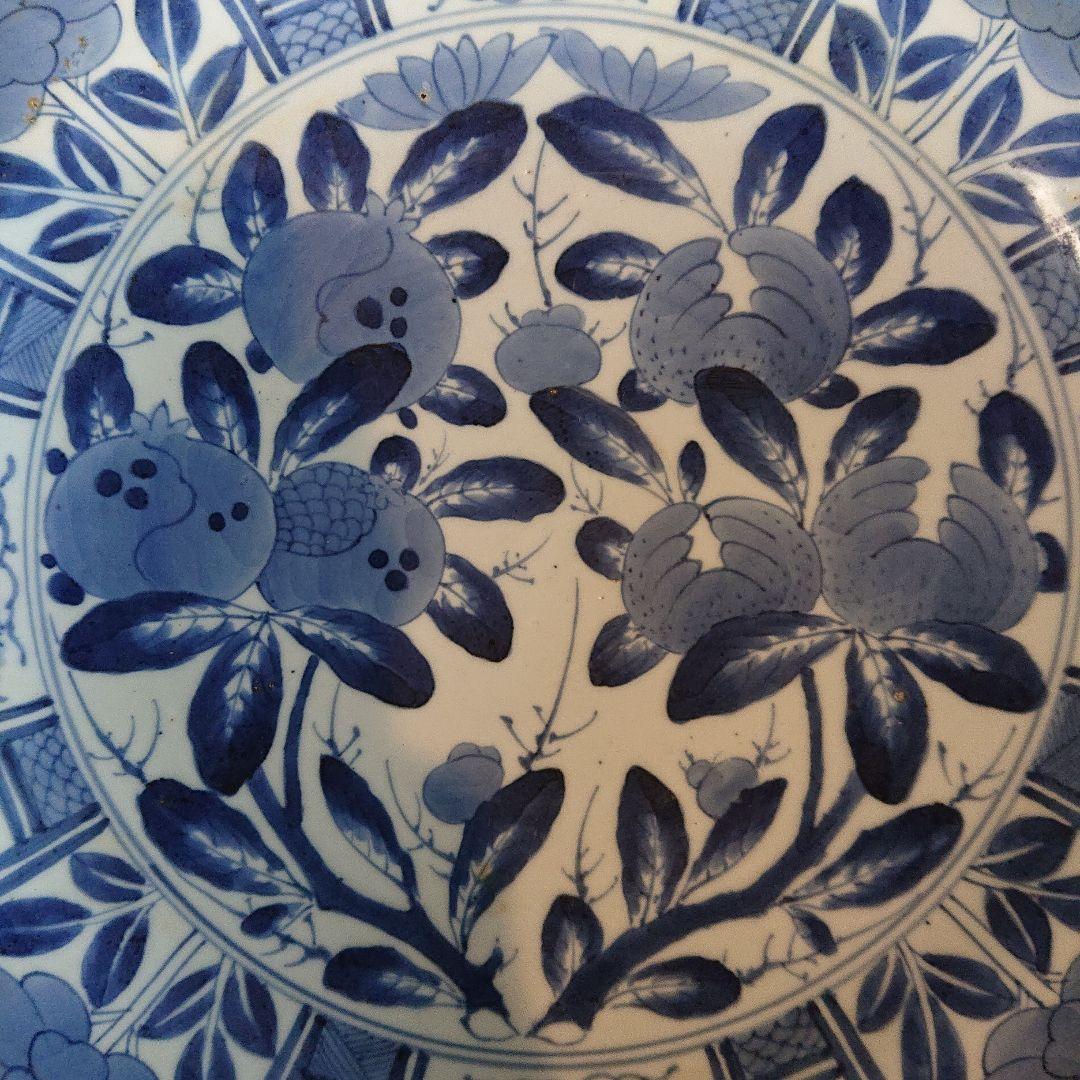 古伊万里染付芙蓉手柘榴尽くし文大皿 ヨーロッパ里帰り品 骨董 インテリア 飾り皿