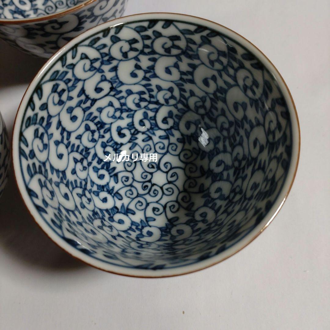 平安「龍岳造り」染付蛸唐草　汲出五客揃杉箱入