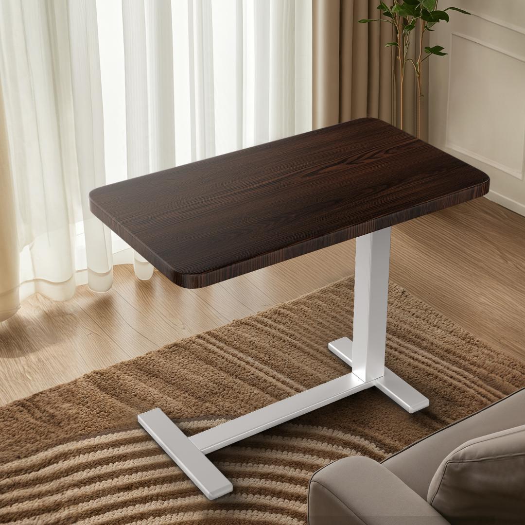 ガス圧昇降ベッドテーブル　64～102cm高さ調整可能　サイドデスク　BROWN