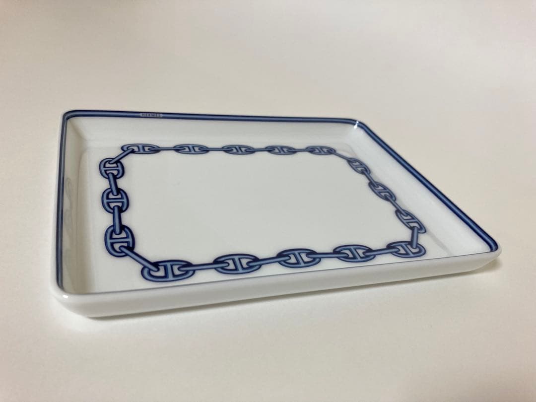 エルメス　シェーヌダンクル　スクエアプレートHERMES陶器トレイ　ブランド食器