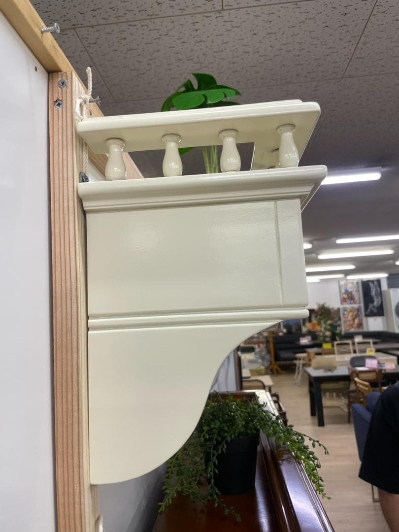 マホガニー ウォールラック 棚 壁掛け アンティーク ラック シェルフ ホワイト