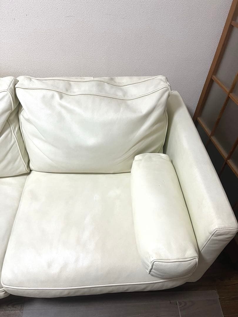 アクタス☆ACTUS 本革ソファ ギャラリーM　ホワイト 2.5人掛け