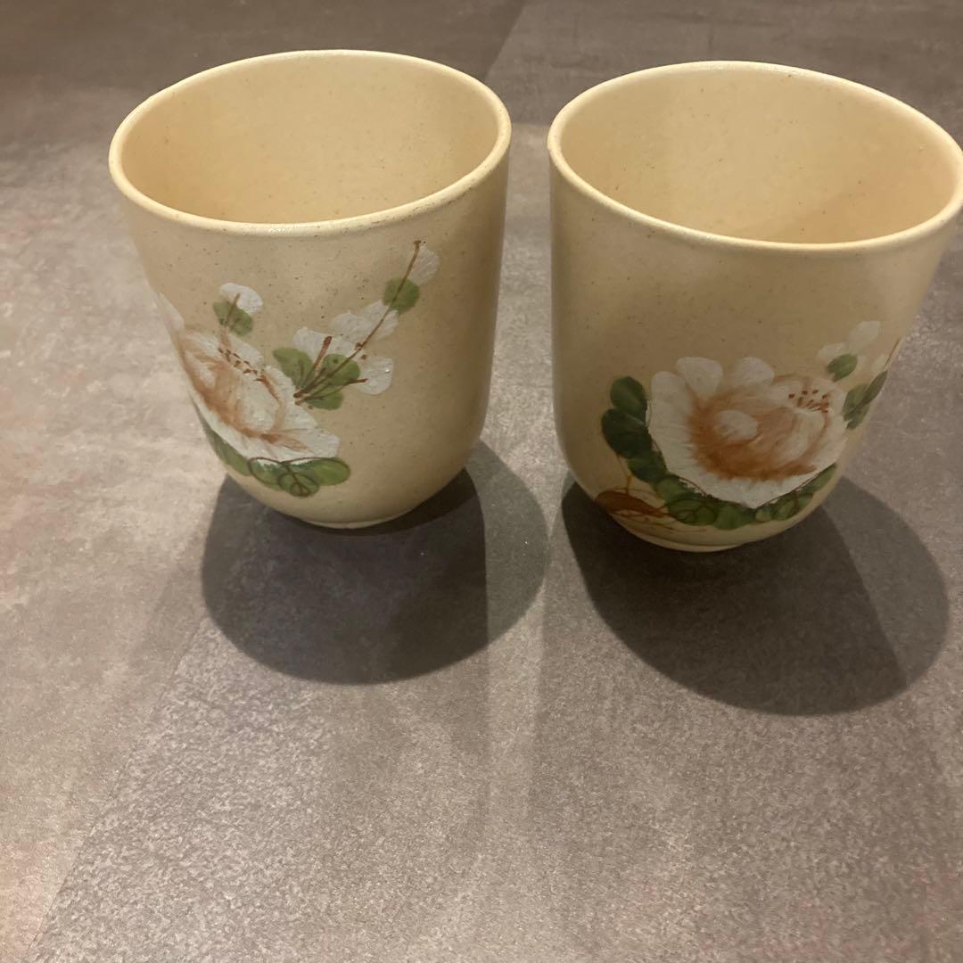 ★希少★Nang ceramic ソンベ焼き ベージュ　湯呑み　2個セット