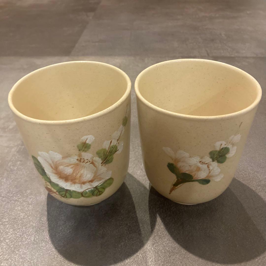 ★希少★Nang ceramic ソンベ焼き ベージュ　湯呑み　2個セット