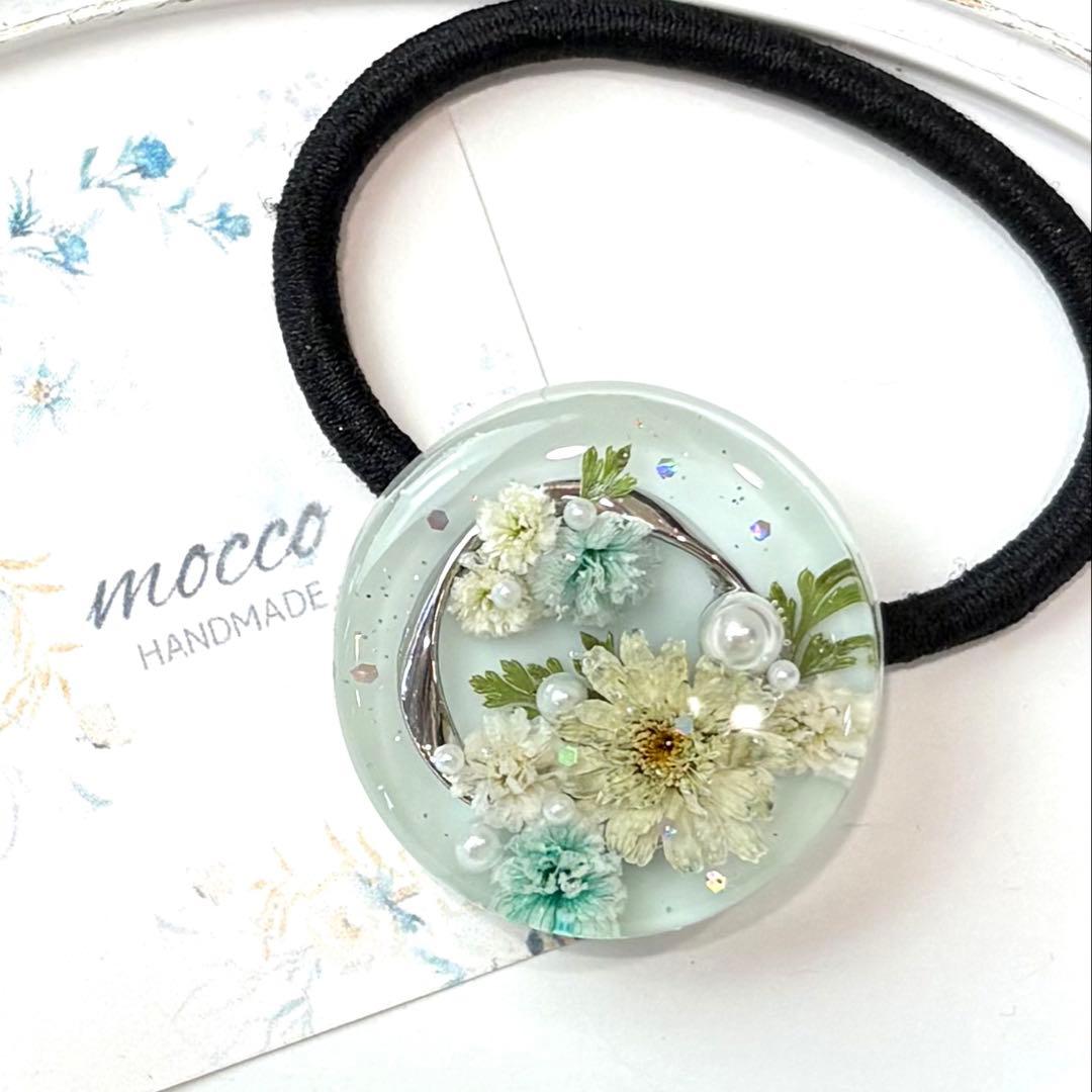 レジンヘアゴム ポニーフック　ドライフラワー　No.323