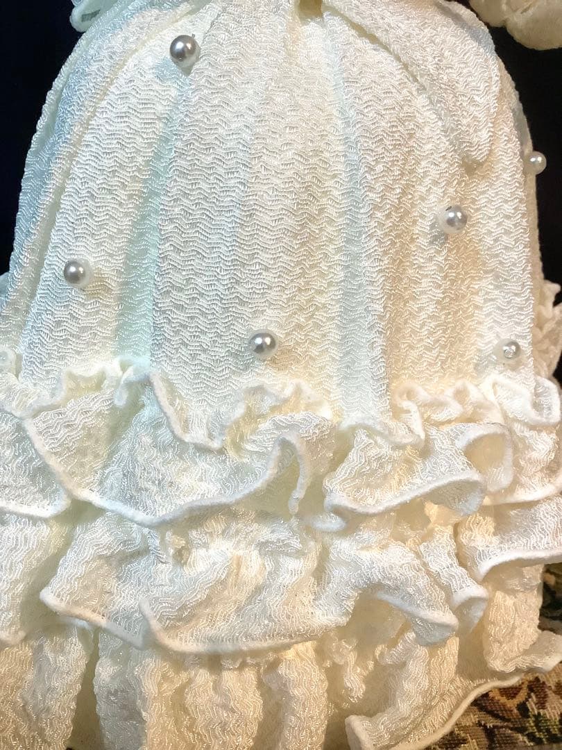 Biscuit Roman / スキヨ人形 白い縮緬ドレスの貴婦人 リボン印