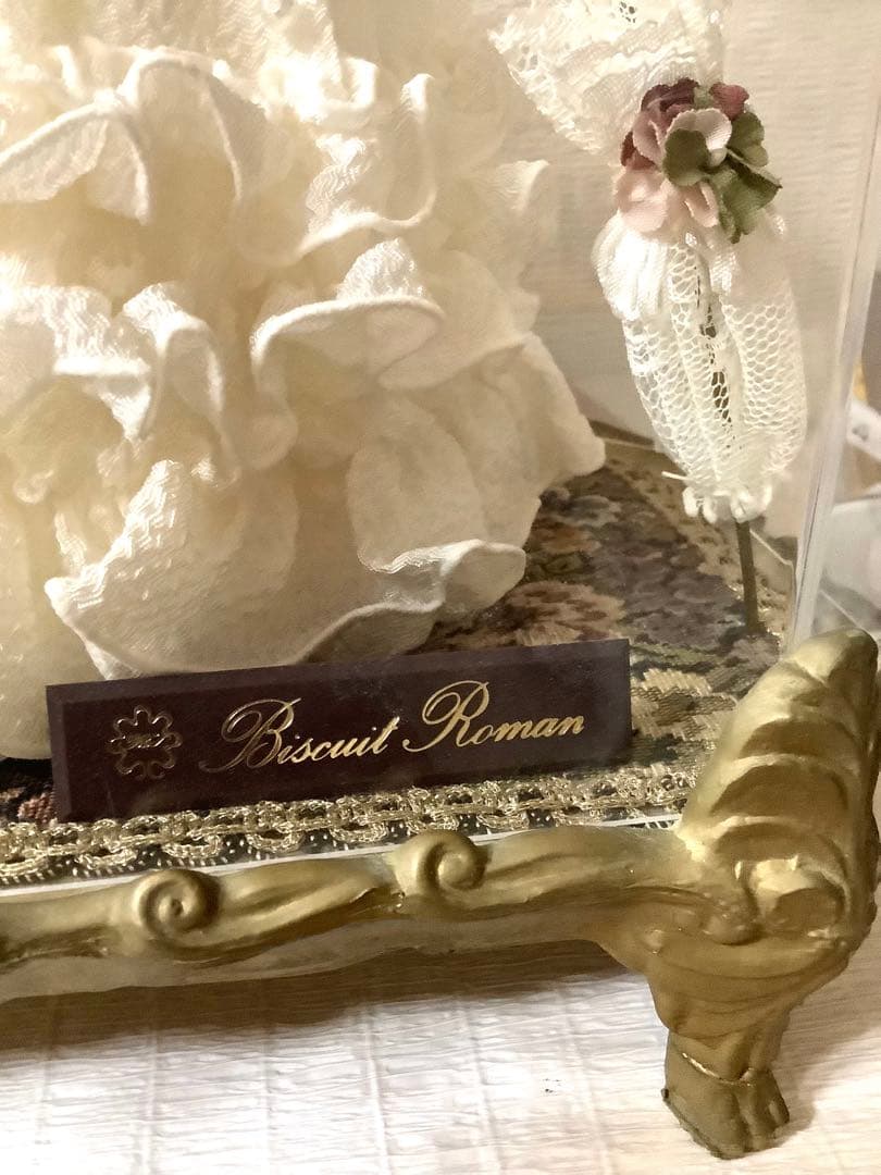 Biscuit Roman / スキヨ人形 白い縮緬ドレスの貴婦人 リボン印