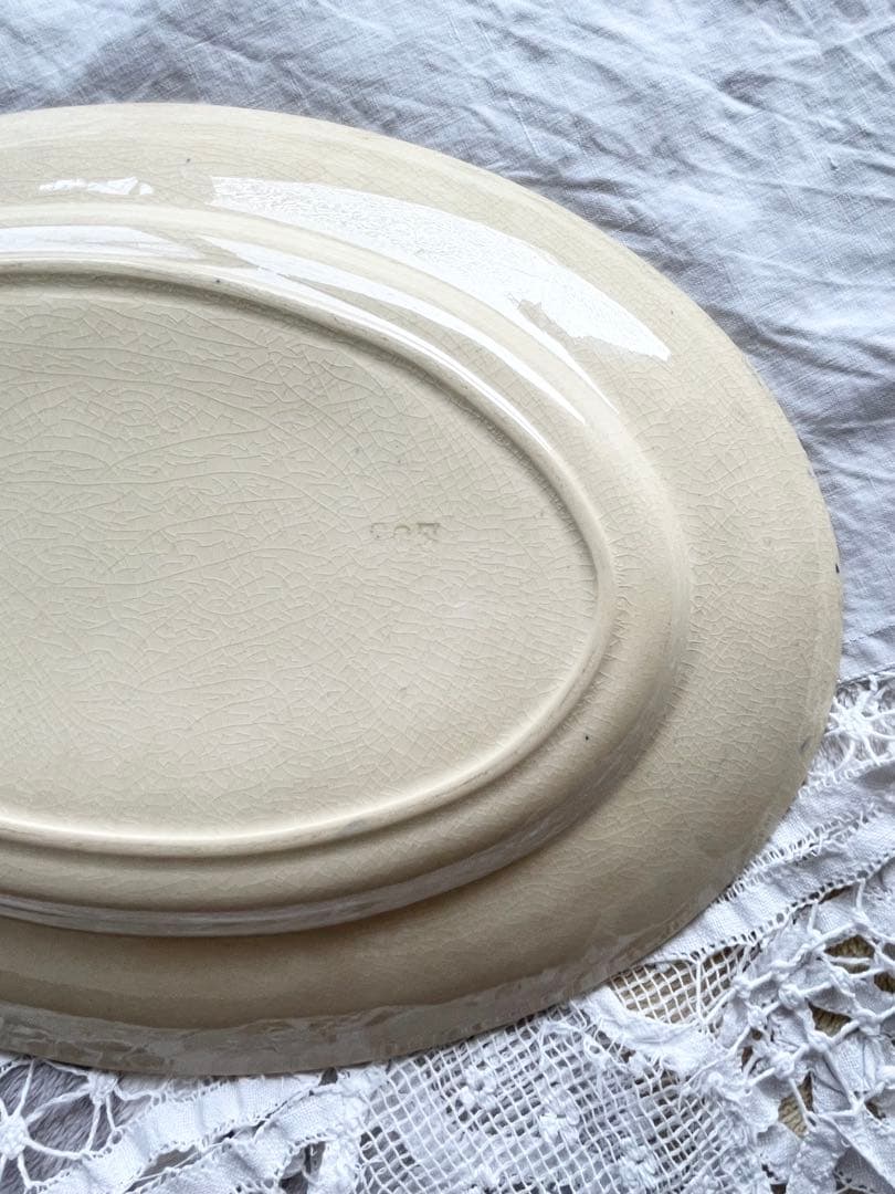 希少 Gien ジアン オーバルプレート皿 アザミ フランスアンティーク