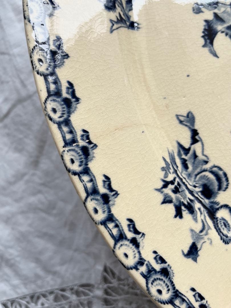 希少 Gien ジアン オーバルプレート皿 アザミ フランスアンティーク