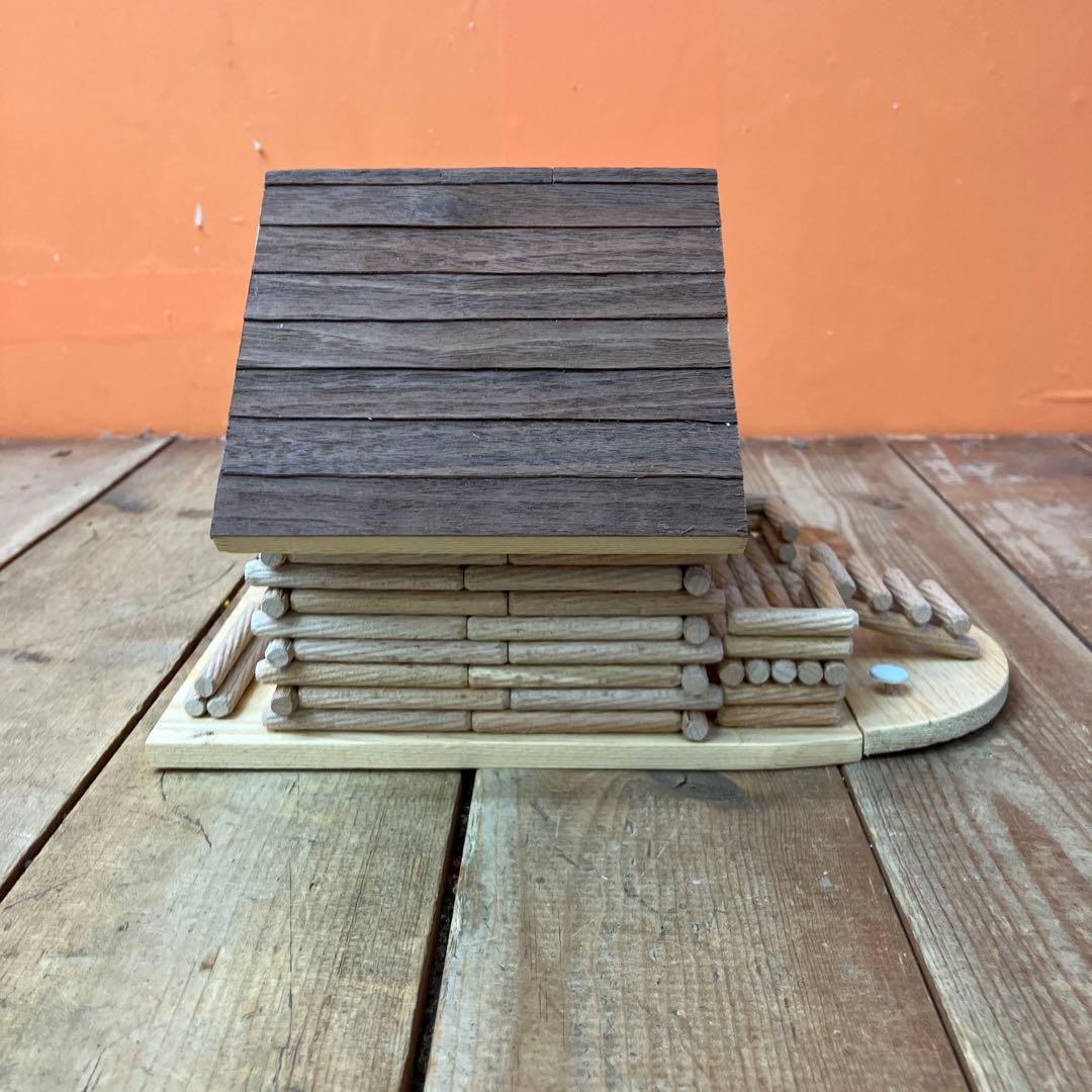 3F 【木製】貯金箱 ログハウス風 ミニチュアハウス インテリア 雑貨