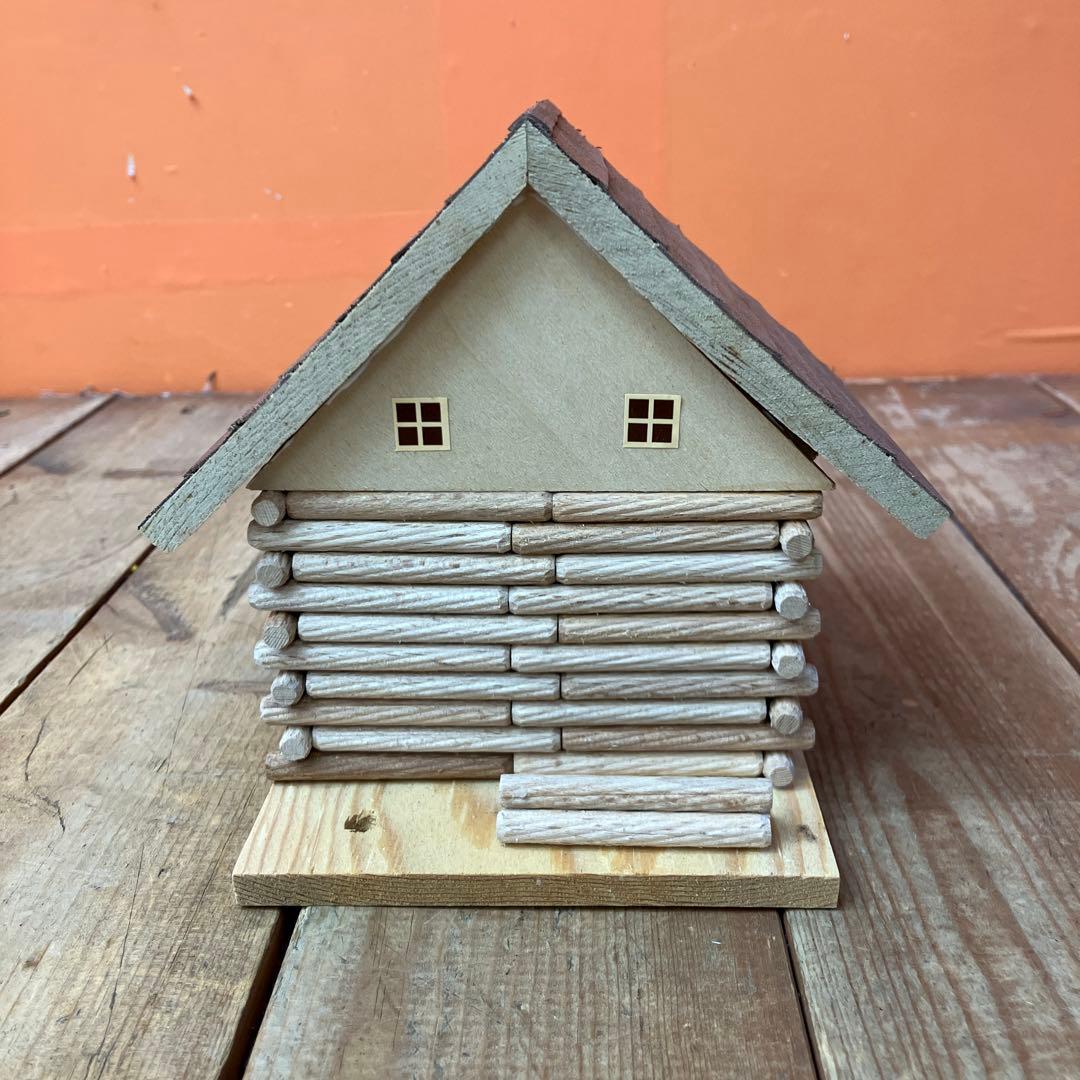 3F 【木製】貯金箱 ログハウス風 ミニチュアハウス インテリア 雑貨