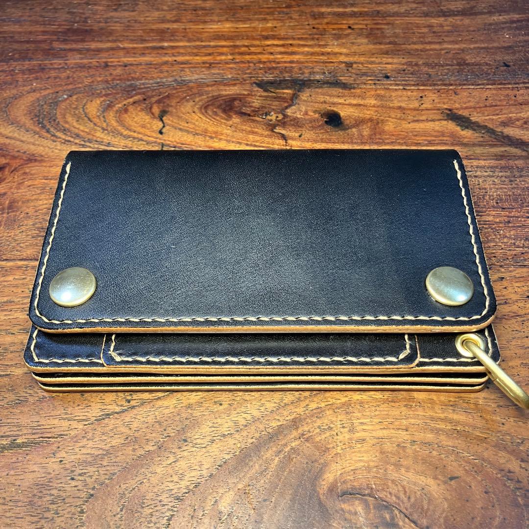 ミドルトラッカーウォレット　茶芯ブラック　国産本革　レザークラフト