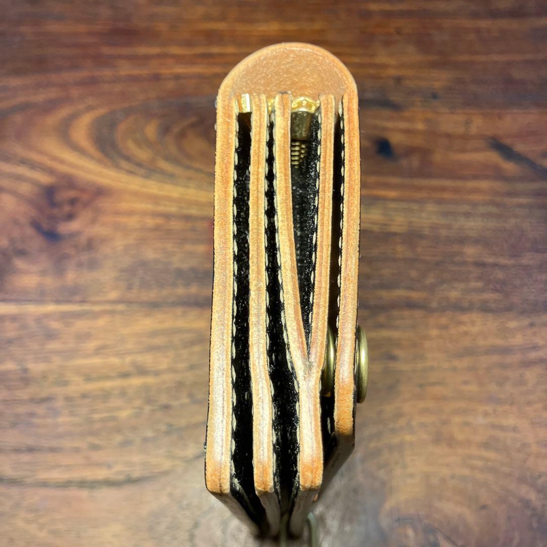 ミドルトラッカーウォレット　茶芯ブラック　国産本革　レザークラフト