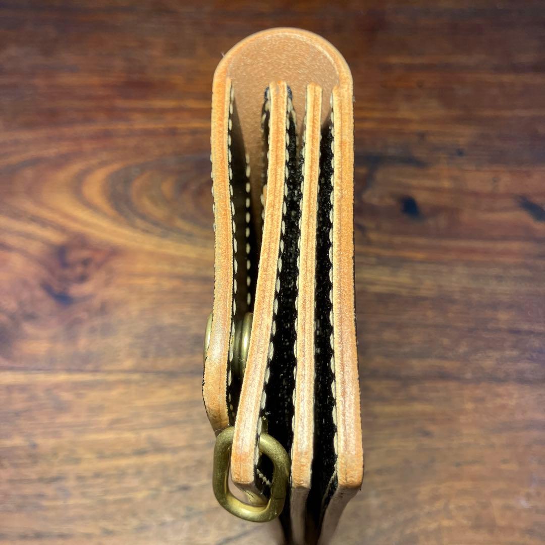 ミドルトラッカーウォレット　茶芯ブラック　国産本革　レザークラフト